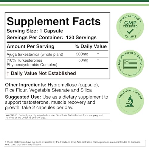Turkesterone Supplement 500mg, 120 Capsules (Ajuga Turkestanica Extract Std. to 10% Turkesterone) Similar to Ecdysterone for Men's Health Support (Manufactured and Tested in the USA) by Double Wood Double Wood Supplements buy supplements canada