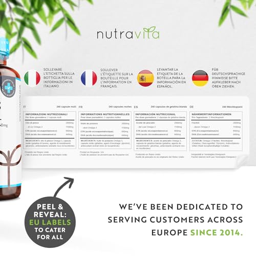 Omega 3 2000mg with 660mg EPA & 440mg DHA per Serving - 240 Softgel Capsules Nutravita buy supplements canada