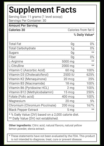BlueEarth Company L-Arginine 5000mg + L-Citrulline Complex Powder Supplement Drink BlueEarth Company buy supplements canada
