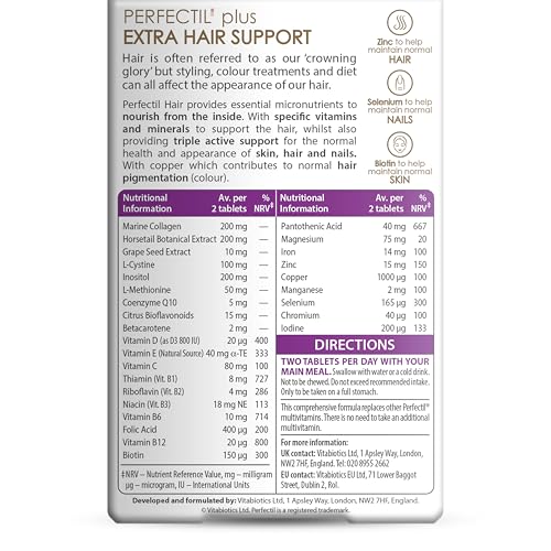 Perfectil Vitabiotics Multivitamin | Hair Growth and Thickening Formula | Supports Thicker, Healthy Hair | Vitamin D, E, Collagen, Biotin, and More Perfectil buy supplements canada