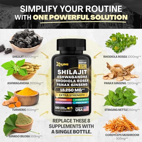 Zoyava Shilajit 9000MG Radiant Health Blend Ashwagandha 2000MG Rhodiola Rosea Zoyava buy supplements canada