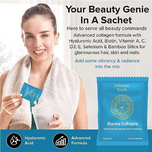 Marine Collagen Powder 10000mg with Hyaluronic Acid Biotin and Vitamin C A D3 E - Collagen Internal Youth buy supplements canada