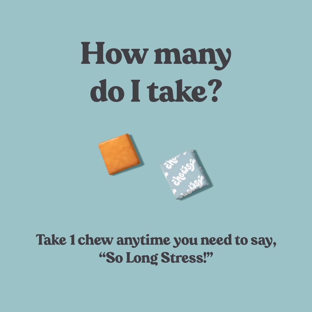 Chewsy So Long Stress, Calm Fruity Chews, Stay Calm & Focused. w/L-theanine, Amino Acid, GABA, Glycine, Tyrosine, Taurine & Magnesium. Non-GMO and Gluten-Free. Tropical Fruity Chews, 30-Day Supply CHEWSY buy supplements canada