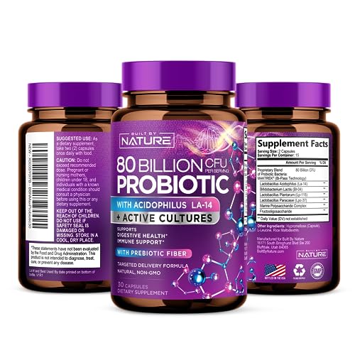 80 Billion CFU Probiotic - Daily Digestive Gut Health Supplement for Men & Women Built by Nature buy supplements canada