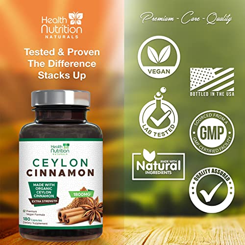 Pure Ceylon Cinnamon Capsules - Certified Organic Cinnamon Pills, Non-GMO, Dairy & Gluten Health Nutrition Naturals buy supplements canada