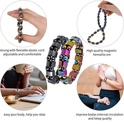 Hicarer 10 Pieces Magnetic Hematite Bracelets for Men Women Magnetic Bracelet Rock Hicarer buy supplements canada