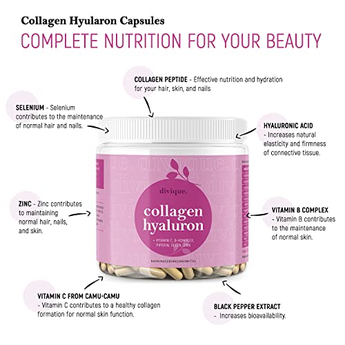 Collagen Capsules Divique Collagen Hyaluron 1500mg Collagen Peptides Type 1, 2, 3, 5, 10 Divique buy supplements canada