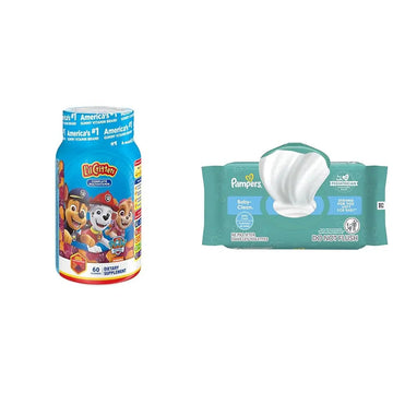 L'il Critters Paw Patrol Gummy Vites Daily Gummy Multivitamin for Kids, 60 Gummies and Pampers Baby Clean Wipes, 1 Flip-Top Pack (72 Wipes) Lil Critters buy supplements canada