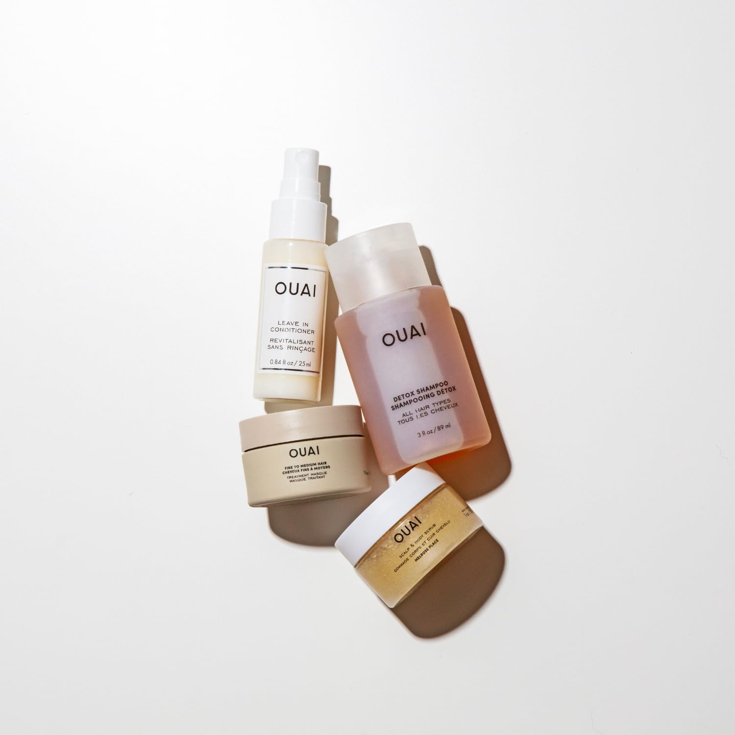 OUAI Travel Kit - Includes Travel Size Leave In Conditioner, Detox Shampoo, Fine to Medium Hair Mask, Scalp & Body Scrub (4 Count) OUAI buy supplements canada