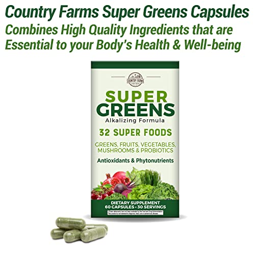 COUNTRY FARMS Super Greens Vegicaps, 32 Super Foods, Whole Food Supplement COUNTRY FARMS buy supplements canada
