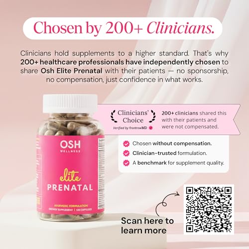 Ayurvedic Elite Prenatal Vitamins with Folate, Choline, Iron, Iodine & more | Made in USA | Optimal Bioavailability | Supports Baby's Growth and Brain Development | 30 Day Supply - OSH Wellness Freshly Moms buy supplements canada
