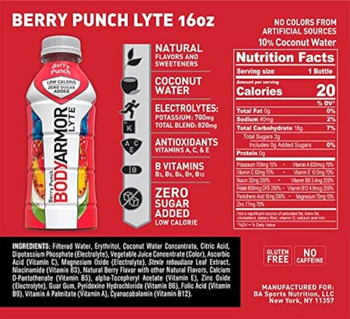 BODYARMOR LYTE Sports Drink Low-Calorie Sports Beverage, Berry Punch, Coconut BODYARMOR buy supplements canada