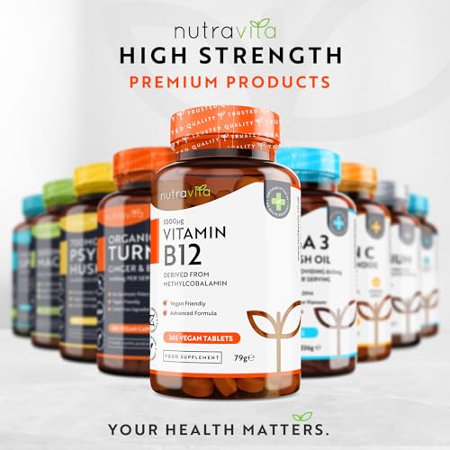Vitamin B12 1000mcg - 365 High Strength Vegan Tablets (1 Year Supply) - Max Strength Nutravita buy supplements canada