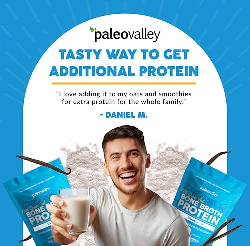 Paleovalley 100% Grass Fed Bone Broth Protein Powder - Vanilla - Rich in Collagen for Hair Paleovalley buy supplements canada