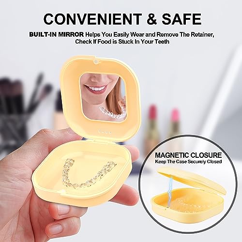Retainer Case with Mirror and Vent Holes, Cute Retainer Holder Case Compatible with Invisalign Heigoeost buy supplements canada