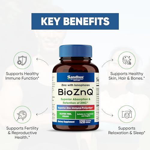 Sandhu's BioZnq 900mg Vegetarian Capsules Zinc Supplement with Quercetin Sandhu's buy supplements canada