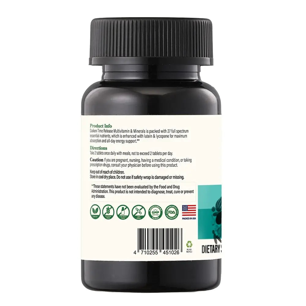 DAIKEN Mini Multivitamin, 60 Tablets, Enhanced with Lutein, Lycopene & Folic Acid, Time Released Multivitamin DAIKEN buy supplements canada