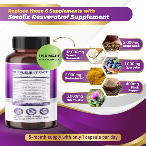 Resveratrol 24,000mg with Grape Seed + Quercetin Berberine + Milk Thistle Powerful Anti SOTALIX SUPPLEMENT buy supplements canada