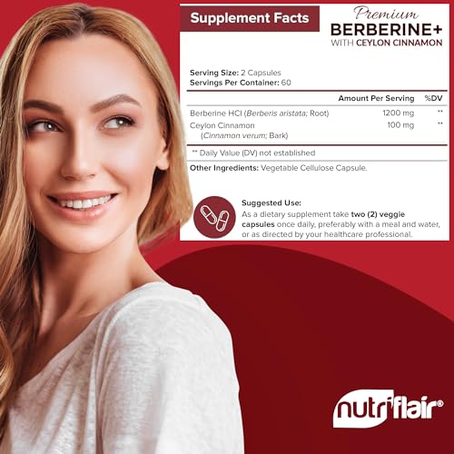 NutriFlair Premium Berberine HCL 1200mg, 120 Capsules - Plus Pure True Ceylon Cinnamon NutriFlair buy supplements canada