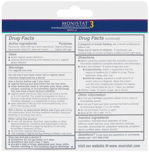 Monistat 3 Vaginal Antifungal Combination Pack, 3 Suppositories with Disposable Applicators Monistat buy supplements canada