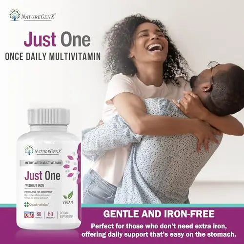 NatureGenX Just One Daily Methylated Multivitamin - 60 Caps Pure Methyl B12, Methylfolate MTHFR Support Supplement Iron Free Methylated Vitamins NatureGenX buy supplements canada