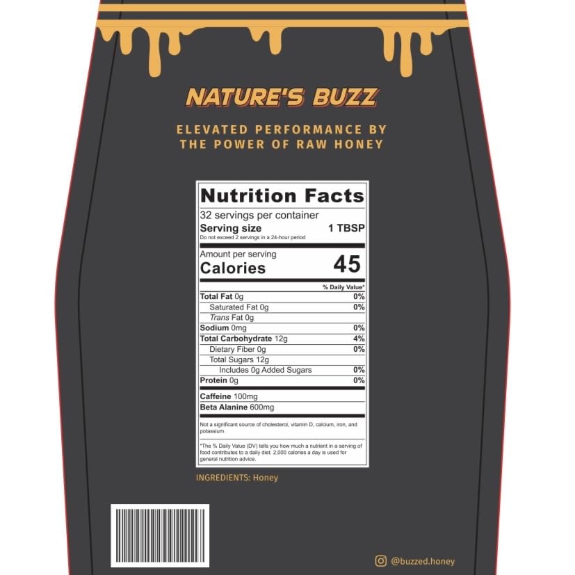 Buzzed Honey - 16oz, Natural Preworkout Supplement, Raw Honey, Caffeine, Clean Energy Buzzed Honey buy supplements canada