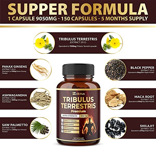 Tribulus Terrestris Supplement for Men & Women, 9050mg Per Capsule, 5-Month Supply Zolotus buy supplements canada