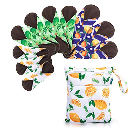 Teamoy 10pcs Cloth Panty Liners, Reusable Sanitary Pads with Wet Bag, Washable Cloth Menstrual Pads Teamoy buy supplements canada