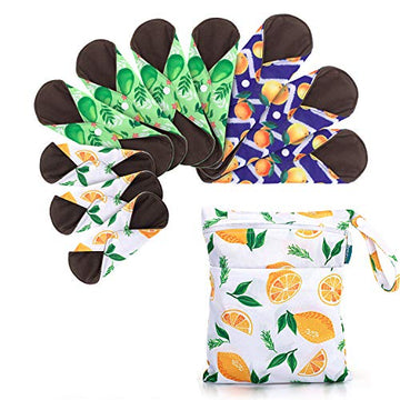 Teamoy 10pcs Cloth Panty Liners, Reusable Sanitary Pads with Wet Bag, Washable Cloth Menstrual Pads Teamoy buy supplements canada