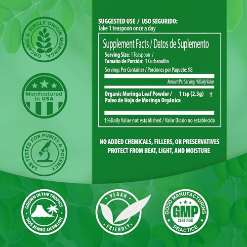PURA VIDA MORINGA Moringa Powder Organic Single Origin - Premium 100% Leaf Powder PURA VIDA MORINGA buy supplements canada