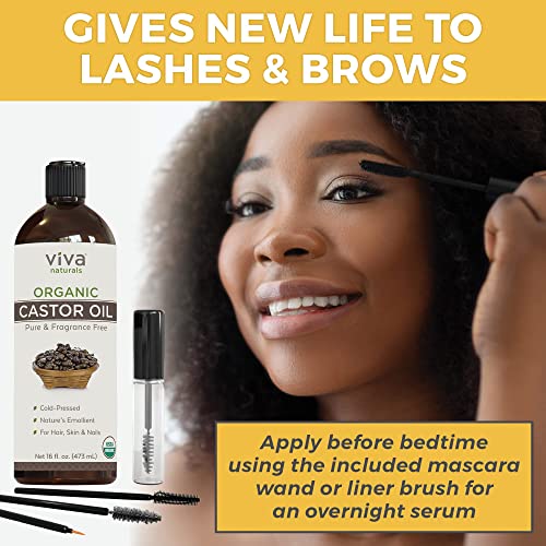 Viva Naturals Organic Castor Oil, 16 fl oz - Cold Pressed Castor Oil for Skin, Hair and Lashes - Traditionally Viva Naturals buy supplements canada