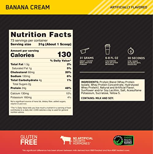 Optimum Nutrition Gold Standard 100% Whey Protein Powder, Banana Cream, 5 Pound Optimum Nutrition buy supplements canada