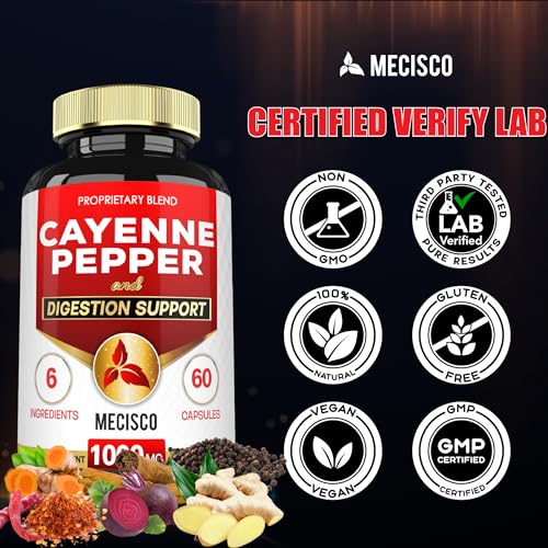 Mecisco 6in1 Cayenne Pepper Capsules Organic with Ginger Root, Beet Root, and Black Pepper Mecisco buy supplements canada