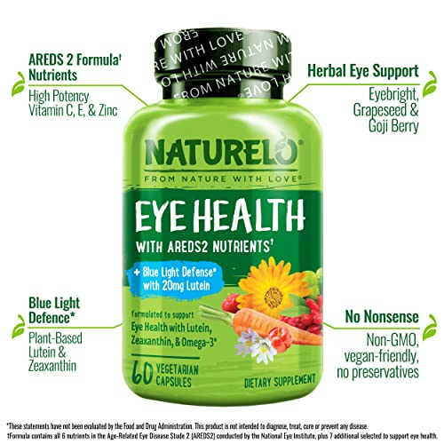 NATURELO Eye Vitamins - AREDS 2 Formula Nutrients with Lutein, Zeaxan NATURELO buy supplements canada