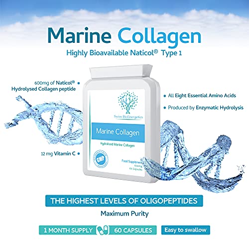Marine Collagen 600mg 60 Capsules - Highly Bioavailable Naticol® Type 1 swiss bioenergetics buy supplements canada