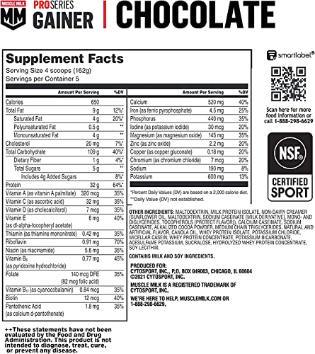 Muscle Milk Gainer Protein Powder, Chocolate, 32g Protein, 5 Pound Muscle Milk buy supplements canada