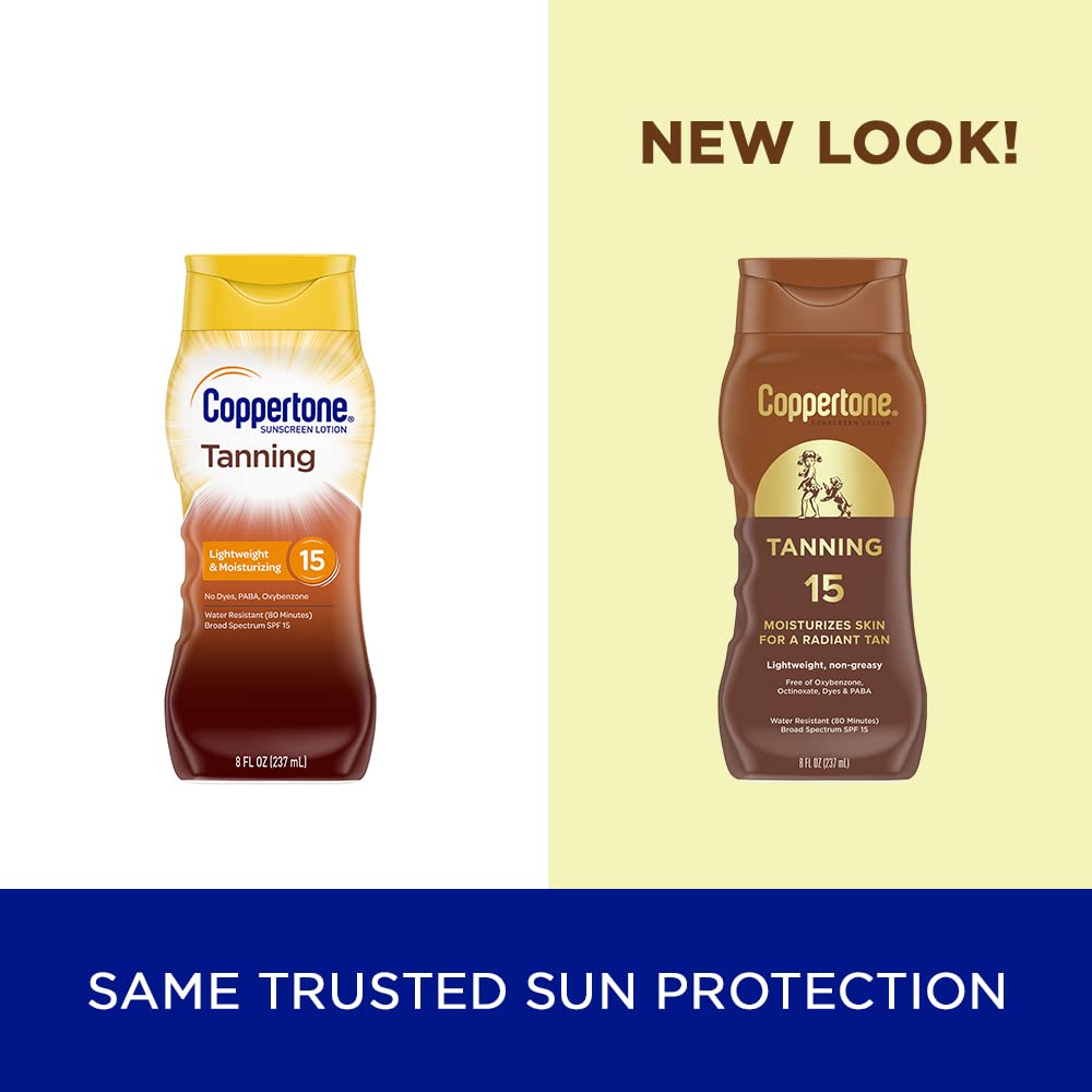 Coppertone Tanning Sunscreen Lotion, SPF 15, Lightweight and Non Greasy Sunscreen, Water Resistant, Oxybenzone Free Coppertone buy supplements canada