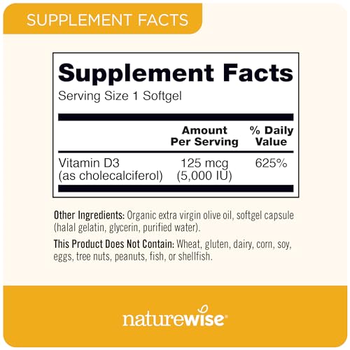 NatureWise Vitamin D3 5000iu (125 mcg) Healthy Muscle Function, and Immune Support NatureWise buy supplements canada