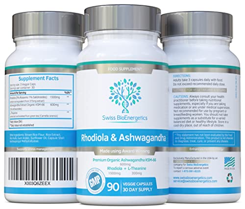 Rhodiola & Ashwagandha with L-Theanine - Award Winning Ashwagandha KSM-66 600mg swiss bioenergetics buy supplements canada