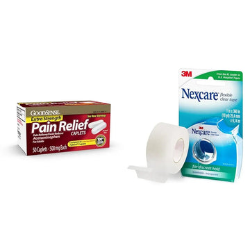 GoodSense Extra Strength 500mg Acetaminophen Caplets 50 Count & Nexcare Flexible Clear 1 Inch x 10 Yard Waterproof Transparent Tape 1 Roll GoodSense buy supplements canada