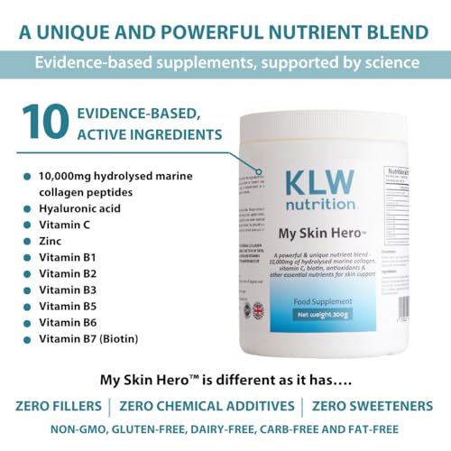 Marine Collagen Powder 10,000mg - with Vitamin C, Zinc, Biotin, Hyaluronic Acid - No fillers, sweeteners or additives KLW Nutrition buy supplements canada