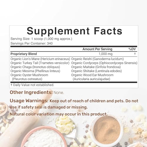 Organic Mushroom Powder Supplement, 12oz – 10 in 1 Active Blend – Turkey Tail, Lions Mane DEAL SUPPLEMENT buy supplements canada
