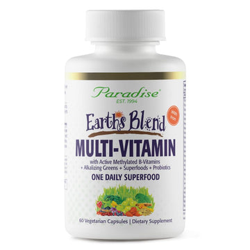 Paradise Herbs Earth's Blend Once Daily Multivitamin with Iron, 48 Organic Superfoods, Probiotics, Antioxidants, Vitamins A, B12, C, D, K2, 60 Capsules Paradise Herbs buy supplements canada