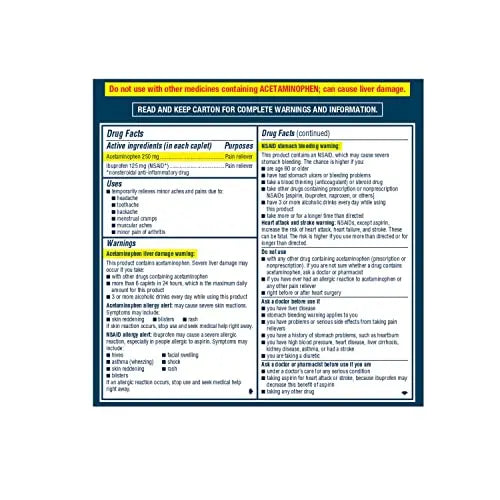 Advil Dual Action Coated Caplets, 125 Mg Ibuprofen and 250 Mg Acetaminophen per Dose (2 Dose Equivalent) for 8 Hour Pain Relief - 216 Count Advil buy supplements canada