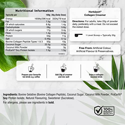 Collagen Creamer for Coffee | Vanilla Flavour | Type 1 & 3 Collagen Peptides Horbäach buy supplements canada