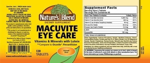 Natures Blend Macuvite Eye Care, 120 tabs Pack of 2 Nature's Blend buy supplements canada