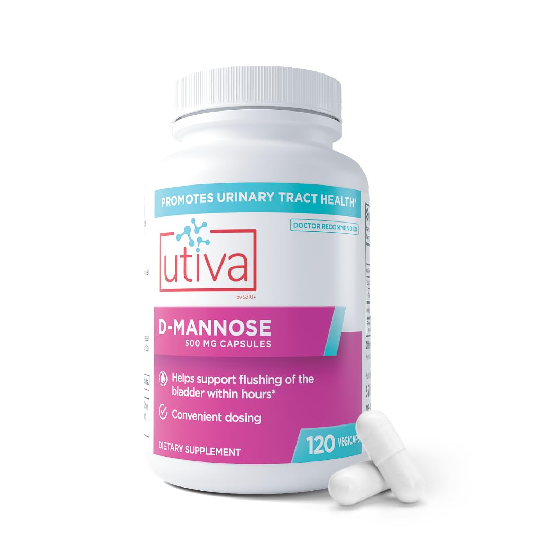 Szio+ Utiva D-Mannose 500mg Capsules – Naturally Flush The Bladder and Urinary Tract – UTI Avoidance – D Mannose Supplements for Women – Supports Urinary Tract Infection Treatments, 120 Capsules Szio+ buy supplements canada