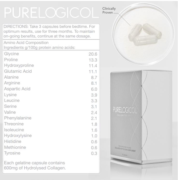 Collagen Tablets, Best Hydrolysed Protein Peptide Skin Supplement - 90 x Collagen Capsules x 800mg Purelogicol buy supplements canada