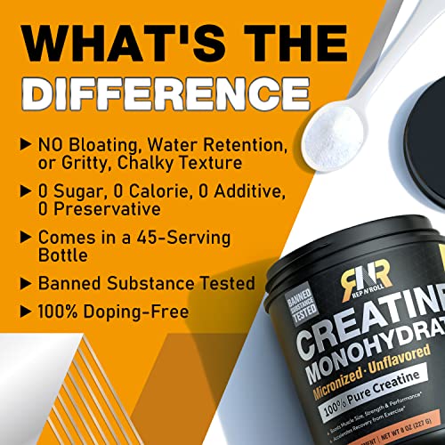 Rep N Roll Micronized Creatine Powder, 45 Serv., Creatine Monohydrate 5000 MG Rep N Roll buy supplements canada