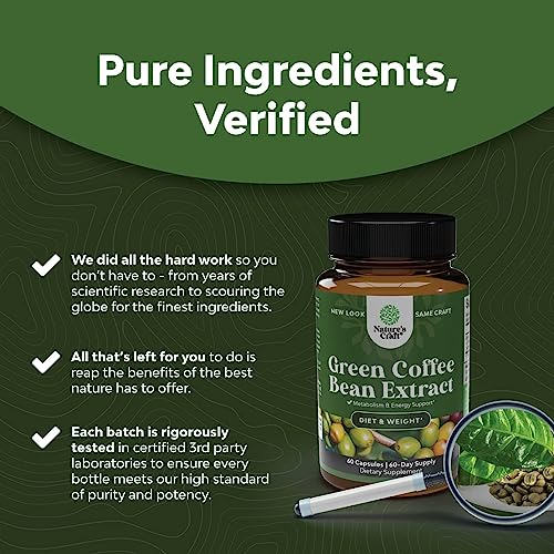 Pure Green Coffee Bean Extract Supplement – Best for Weight Loss Appetite Suppressant Natures Craft buy supplements canada
